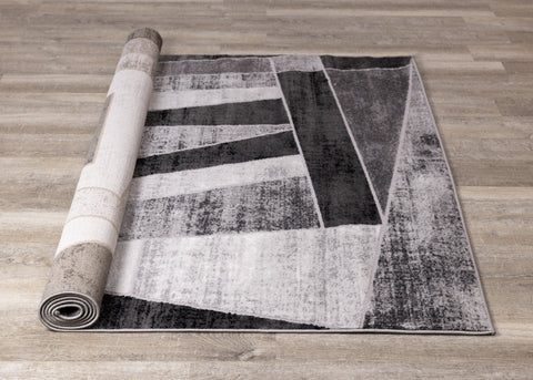 Chorus Grey Black Geometric Rug by Kalora Interiors