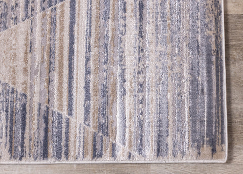Chorus Beige Blue Distressed Geometric Rug by Kalora Interiors