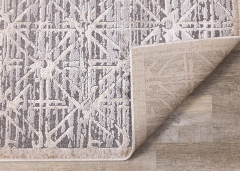 Chorus Grey Beige Elegant Geometric Rug by Kalora Interiors