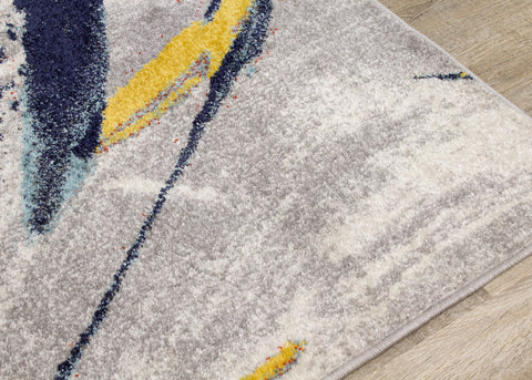 Clarity Grey Blue Abstract Brushstrokes Rug by Kalora Interiors