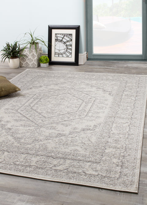 Converge 5344_9363 White Grey Elegant Faded Traditional Oriental Style Area Rug by Novelle Home