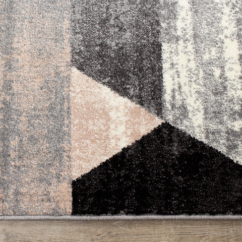 Dais 18063_128 Geometric Gray Pink Hexagons Area Rug by Novelle Home