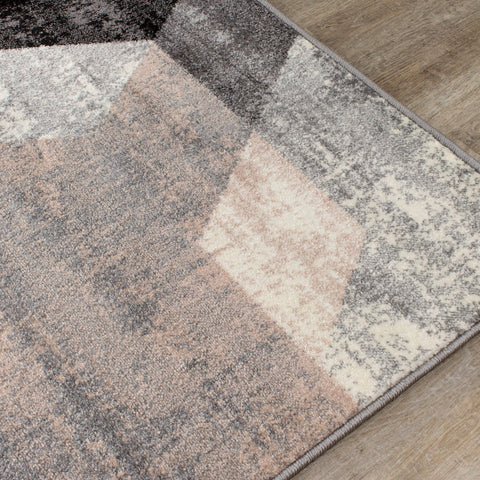 Dais 18063_128 Geometric Gray Pink Hexagons Area Rug by Novelle Home