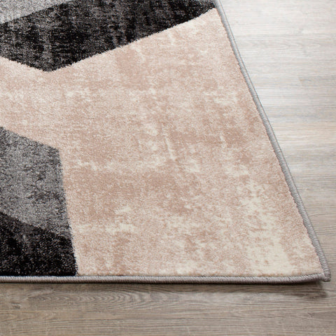 Dais 18063_128 Geometric Gray Pink Hexagons Area Rug by Novelle Home