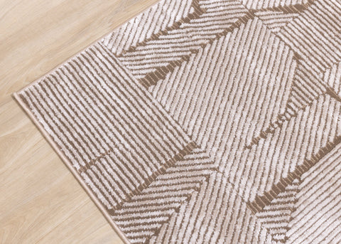 Darcy Cream Brown Distressed Corduroy Plush Rug by Kalora Interiors