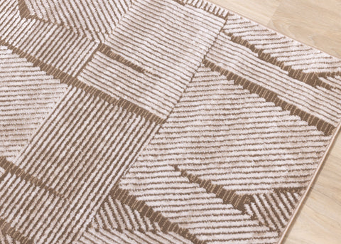 Darcy Cream Brown Distressed Corduroy Plush Rug by Kalora Interiors