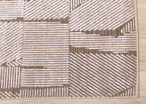 Darcy Cream Brown Distressed Corduroy Plush Rug by Kalora Interiors