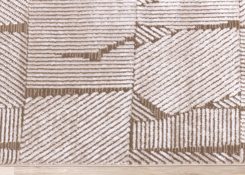 Darcy Cream Brown Distressed Corduroy Plush Rug by Kalora Interiors