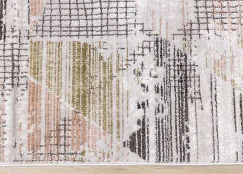 Darcy Grey Pink Green Distressed Angular Plush Rug by Kalora Interiors
