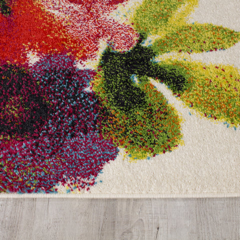Equinox 8762_3P01 Bright Red and Purple Botanical Flower Area Rug by Novelle Home