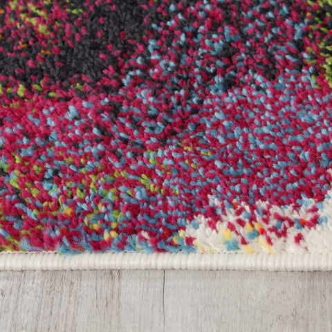 Equinox 8762_3P01 Bright Red and Purple Botanical Flower Area Rug by Novelle Home