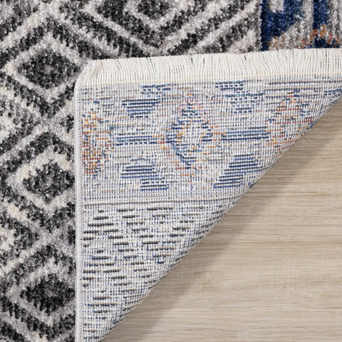 Evora Grey Blue Orange Southwest Area Rug Kalora Interiors