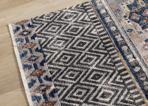 Evora Grey Blue Orange Southwest Area Rug Kalora Interiors