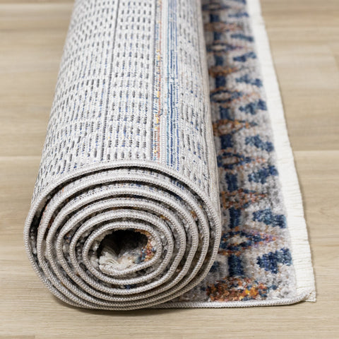 Evora Grey Blue Orange Southwest Area Rug Kalora Interiors