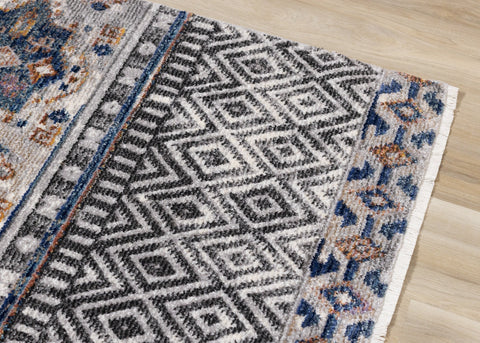 Evora Grey Blue Orange Southwest Area Rug Kalora Interiors