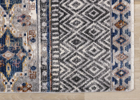 Evora Grey Blue Orange Southwest Area Rug Kalora Interiors