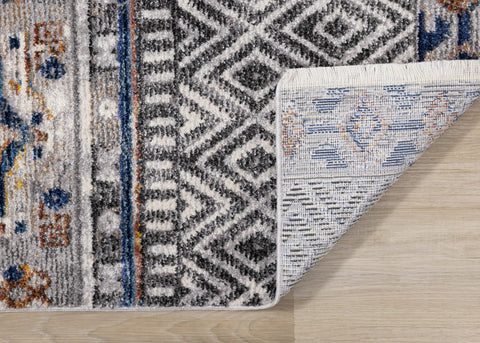 Evora Grey Blue Orange Southwest Area Rug Kalora Interiors