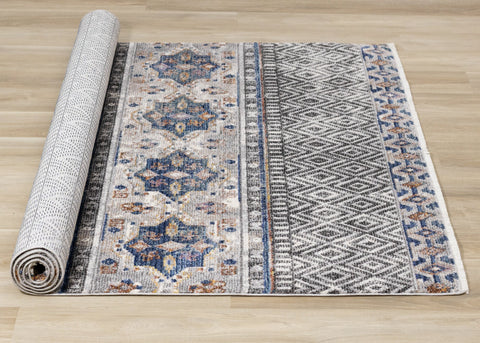 Evora Grey Blue Orange Southwest Area Rug Kalora Interiors