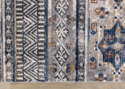 Evora Grey Blue Orange Southwest Area Rug Kalora Interiors