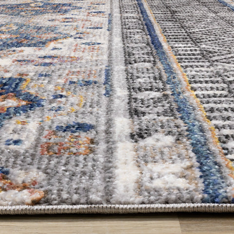 Evora Grey Blue Orange Southwest Area Rug Kalora Interiors