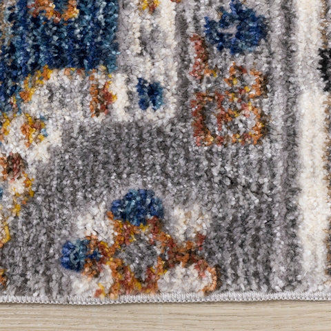 Evora Grey Blue Orange Southwest Area Rug Kalora Interiors