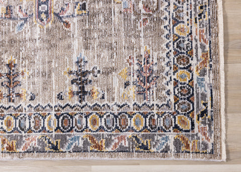 Evora Beige Rust Blue Contemporary Medallion Rug by Kalora Interiors