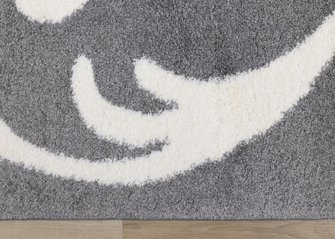 Fergus Grey White Swirls Bulky Shag by Kalora Interiors