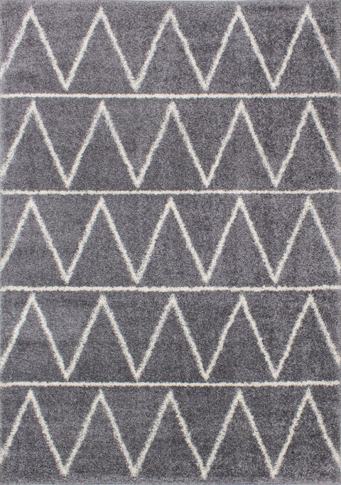 Fergus 12547_116 Grey White Mountain Rows Shag Rug By Kalora Interiors