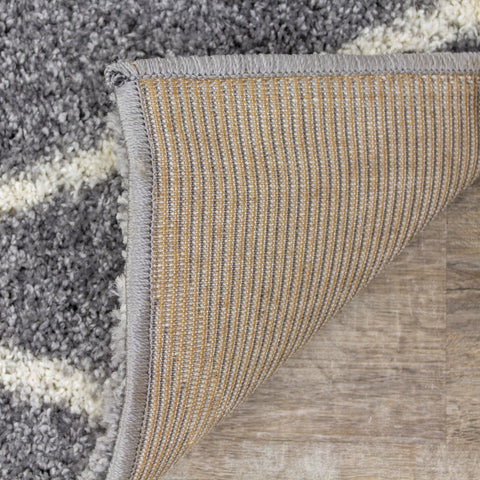 Fergus 12547_116 Grey White Mountain Rows Shag Rug By Kalora Interiors