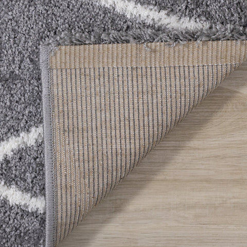 Fergus Grey White Mountain Rows Shag Rug by Kalora Interiors