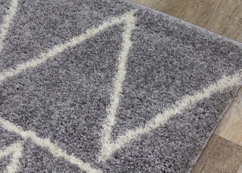 Fergus 12547_116 Grey White Mountain Rows Shag Rug By Kalora Interiors