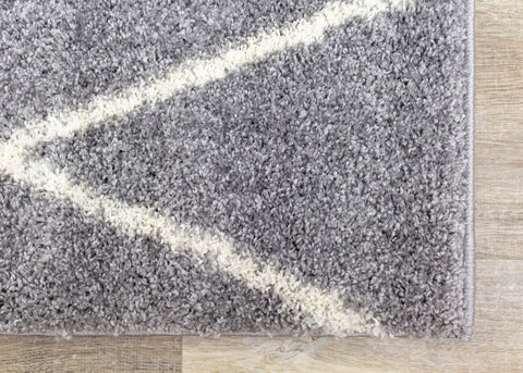 Fergus 12547_116 Grey White Mountain Rows Shag Rug By Kalora Interiors