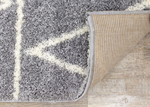 Fergus 12547_116 Grey White Mountain Rows Shag Rug By Kalora Interiors
