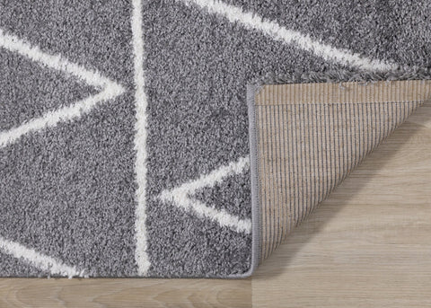 Fergus Grey White Mountain Rows Shag Rug by Kalora Interiors