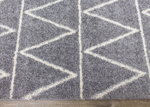 Fergus 12547_116 Grey White Mountain Rows Shag Rug By Kalora Interiors