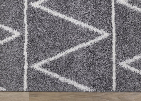 Fergus Grey White Mountain Rows Shag Rug by Kalora Interiors