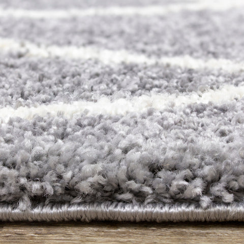 Fergus 12547_116 Grey White Mountain Rows Shag Rug By Kalora Interiors