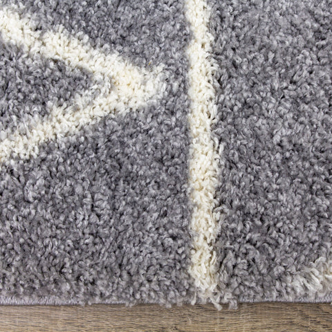 Fergus 12547_116 Grey White Mountain Rows Shag Rug By Kalora Interiors