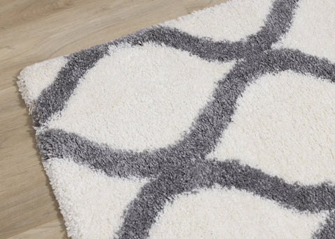 Fergus White Grey Ogee Bulky Shag by Kalora Interiors