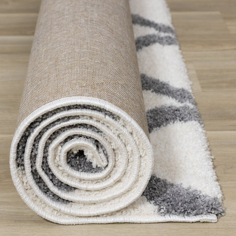 Fergus White Grey Ogee Bulky Shag by Kalora Interiors