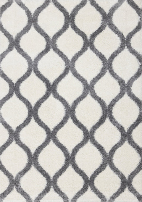 Fergus White Grey Ogee Bulky Shag by Kalora Interiors