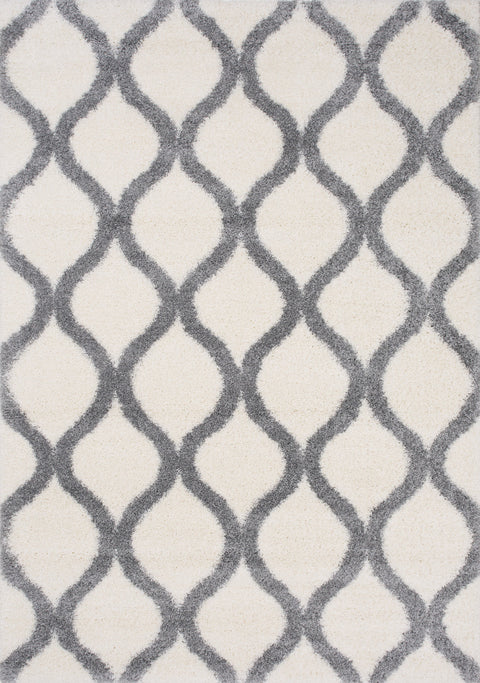 Fergus 12548_1016 White Grey Ogee Bulky Shag By Kalora Interiors
