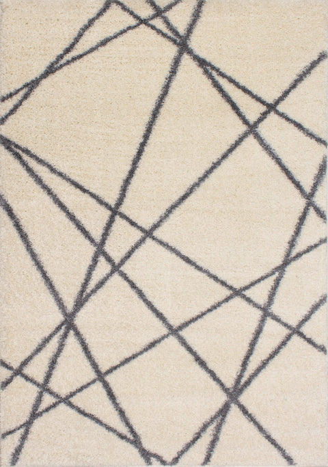 Fergus White Grey Lines Crossing Shag Rug By Kalora Interiors