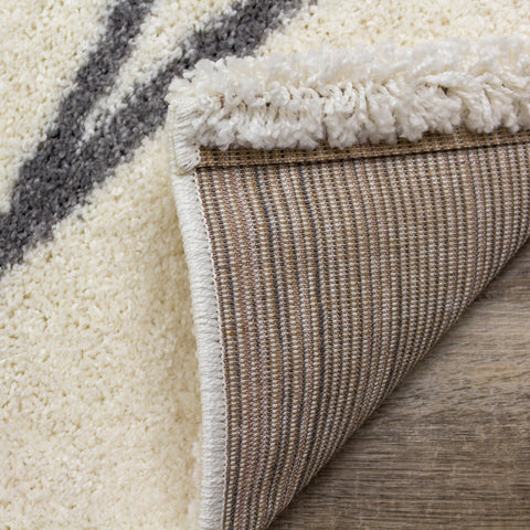 Fergus White Grey Lines Crossing Shag Rug By Kalora Interiors