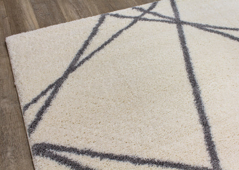 Fergus White Grey Lines Crossing Shag Rug By Kalora Interiors