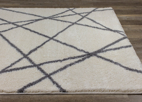 Fergus White Grey Lines Crossing Shag Rug By Kalora Interiors