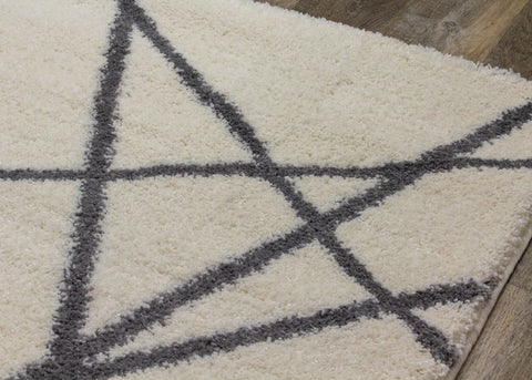 Fergus White Grey Lines Crossing Shag Rug By Kalora Interiors