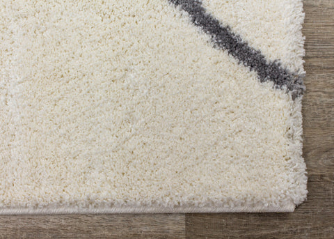 Fergus White Grey Lines Crossing Shag Rug By Kalora Interiors