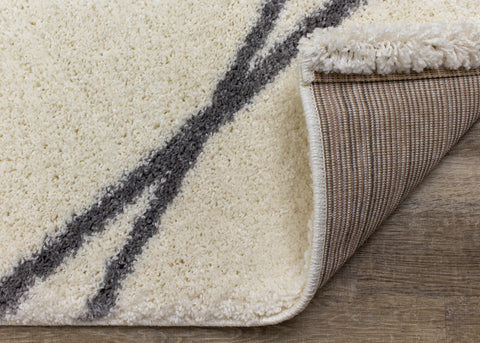 Fergus White Grey Lines Crossing Shag Rug By Kalora Interiors