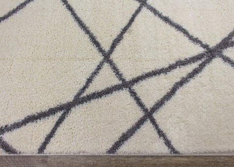 Fergus White Grey Lines Crossing Shag Rug By Kalora Interiors